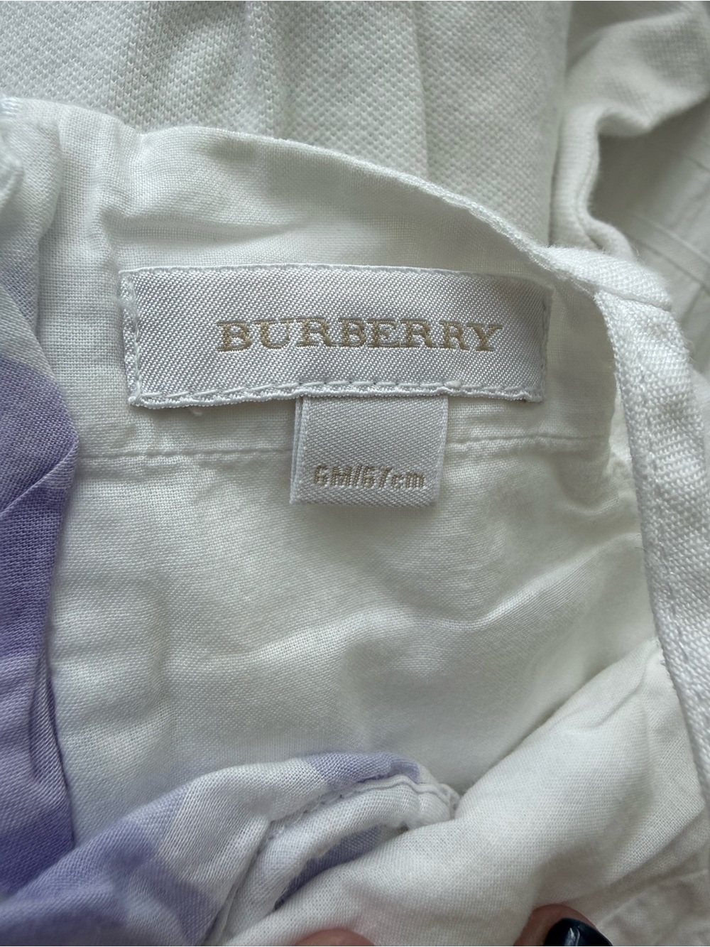 Burberry Set dress + pants 3/6 months strapless Burberry white purple - Picture 6 of 7
